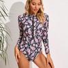 25 Long-Sleeve Printed One-Piece Swimsuits with Zipper: Stylish and Conservative Women's Surfing Wear In Stock
