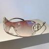 Y2k Rimless Sunglasses Women Stylish Gradient Lens Outdoor Shades Trendy Luxury Metal Frame Eyewear Goggle