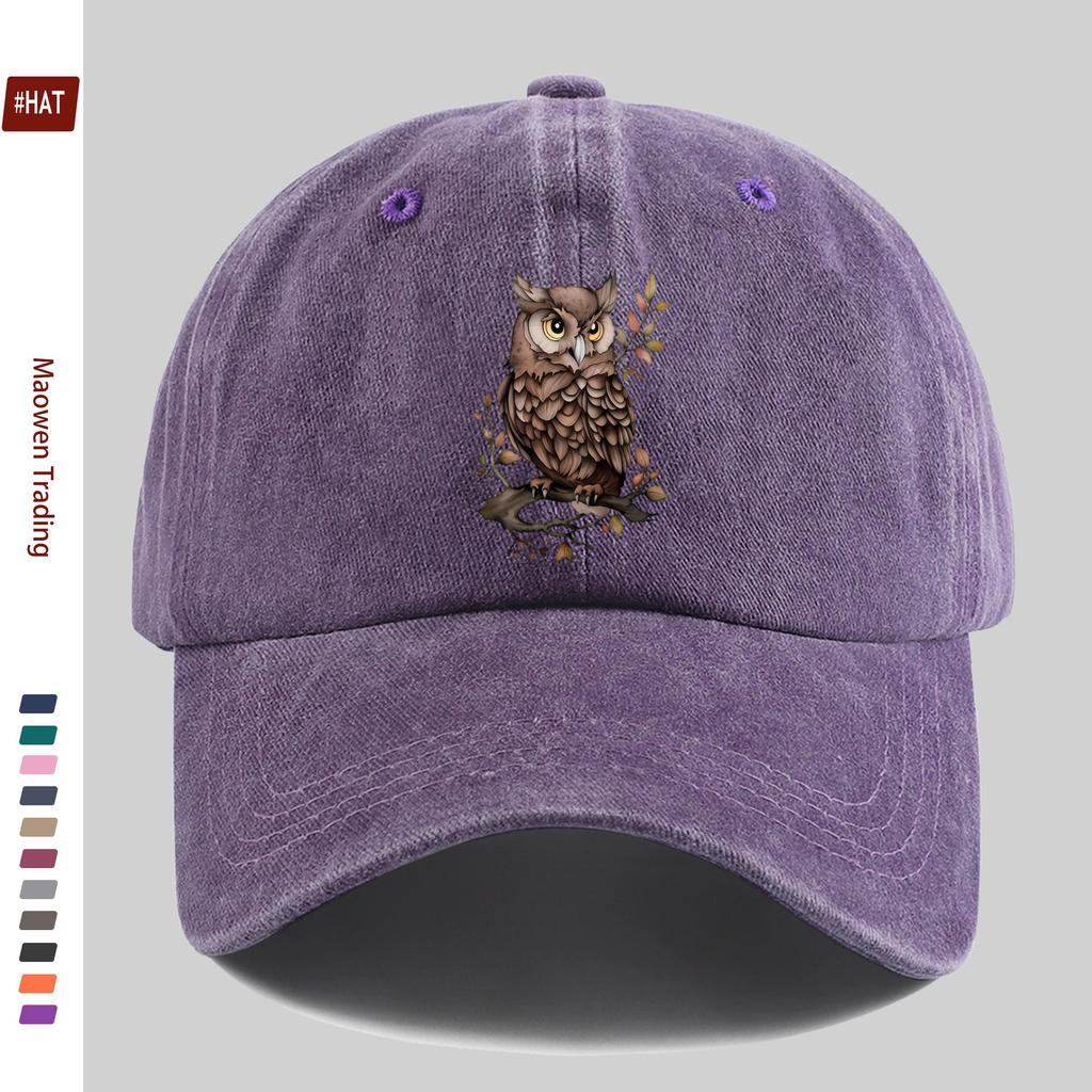 pc Animal Cartoon Owl Print Design Decorative Hat Fashionable And Elegant Vintage Casual AllMatch Headwear Adjustable Papa H