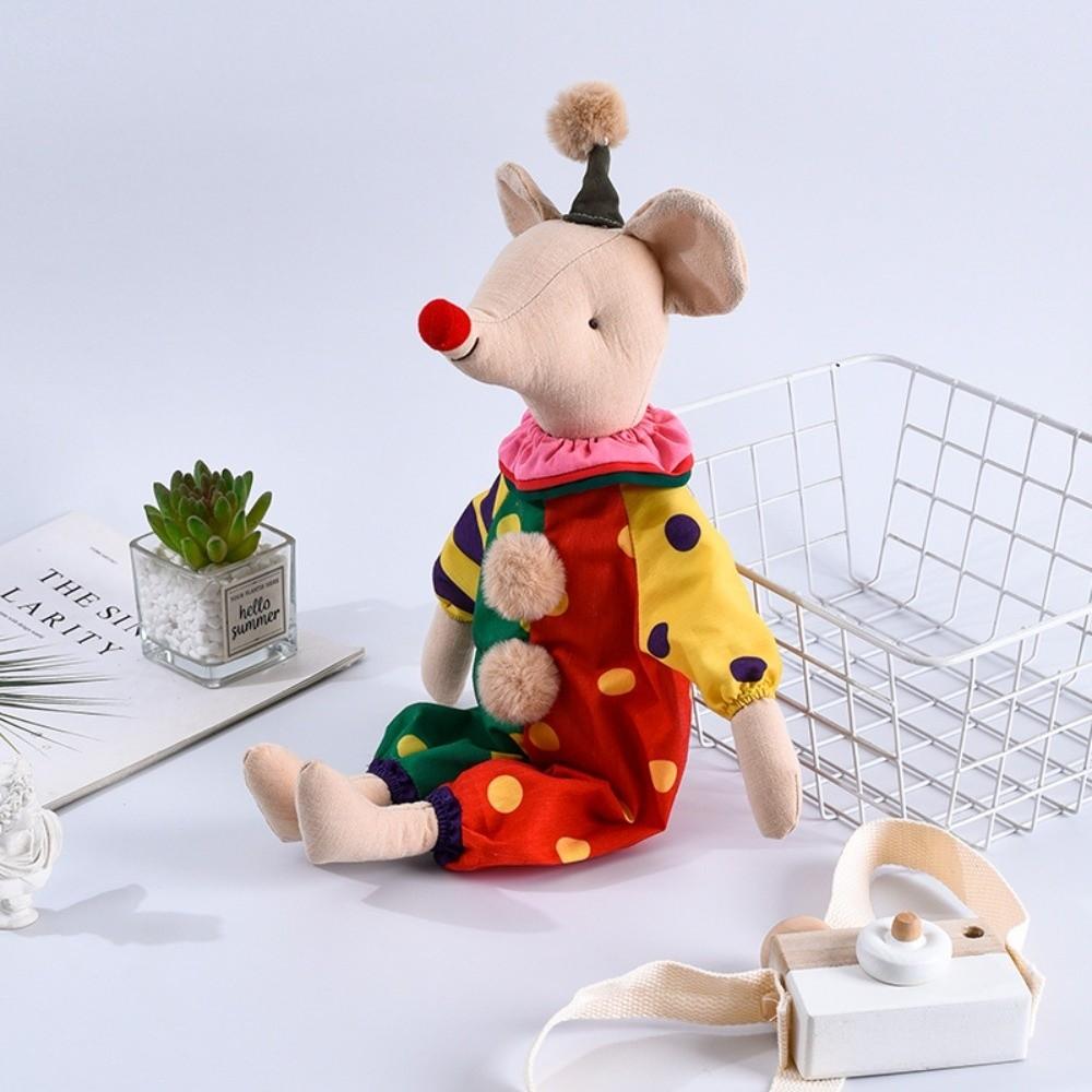 Cotton Fabric Little Mouse Rat Toy With Clown Clothes Pacification Doll Stuffed Animal Toy Gift