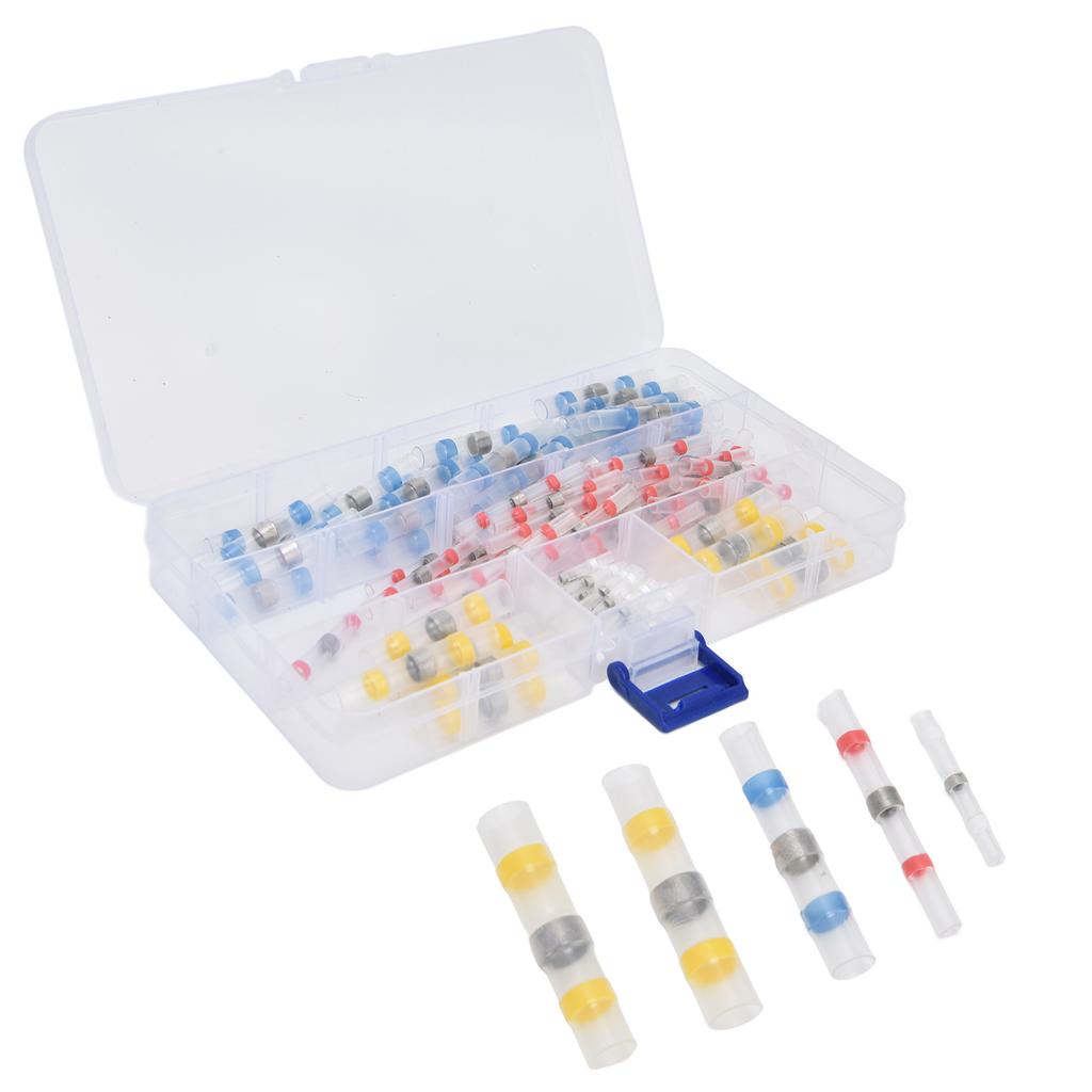 100 шт. комплект термоусадочных стыковых соединителей с припоем, изолированные водонепроницаемые клеммы для электрических проводов