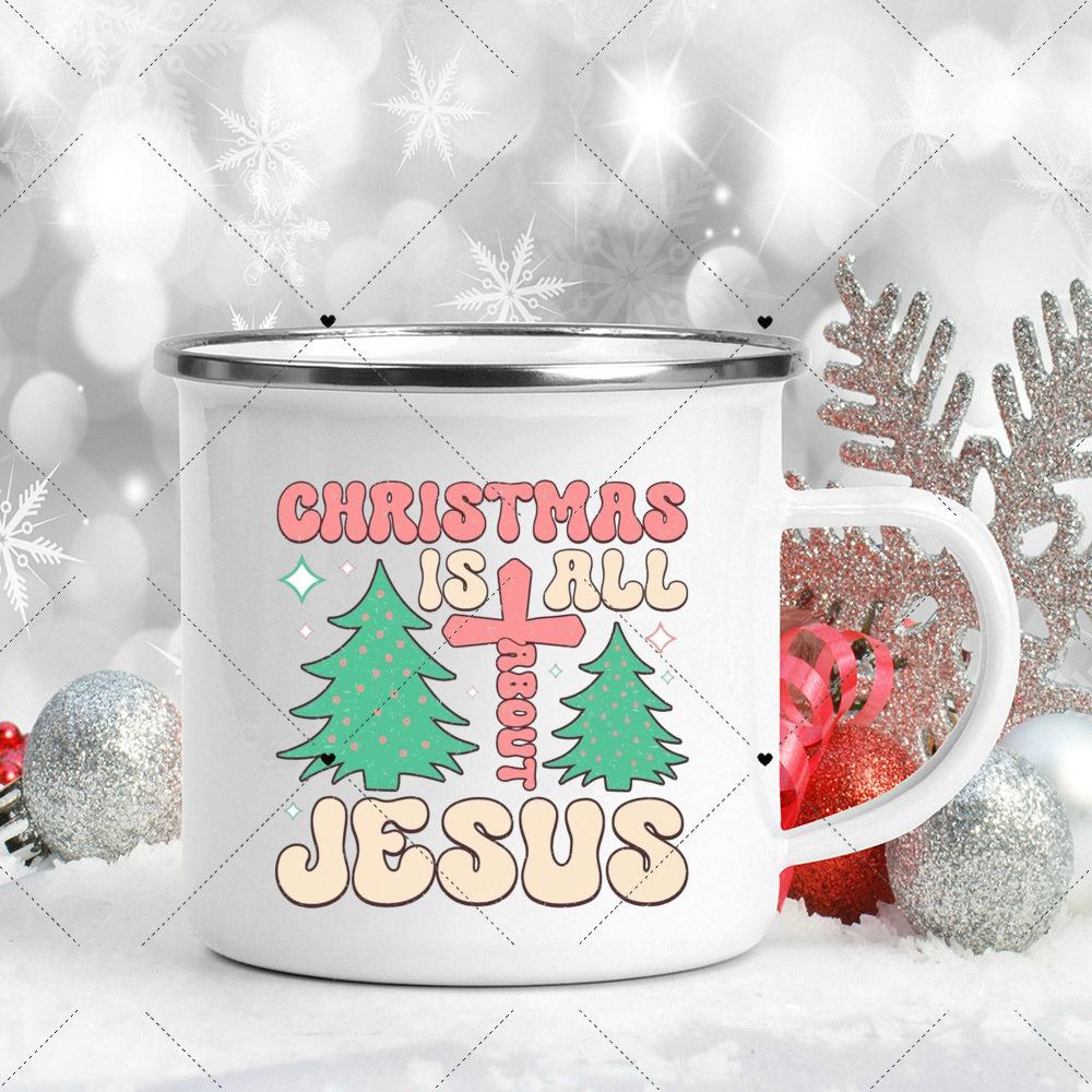 Merry Christmas Enamel Mug Christmas Mug Coffee Mug Milk Cup Handle Drinkware Creative Best Christmas Gift