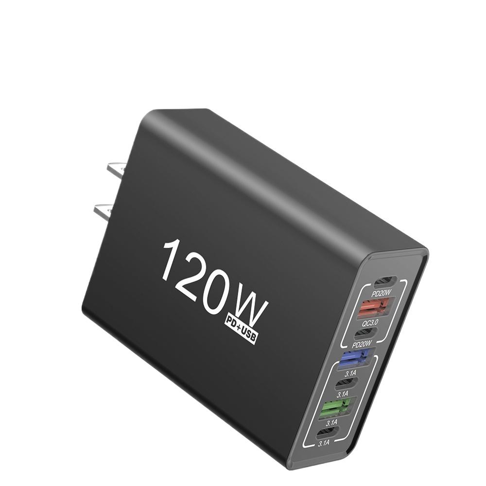 Зарядное устройство USB C Type C 120 Вт, многопортовое, с быстрой зарядкой, адаптер для зарядки телефона для iPhone Samsung Xiaomi Huawei, EU/US вилка, настенное зарядное устройство
