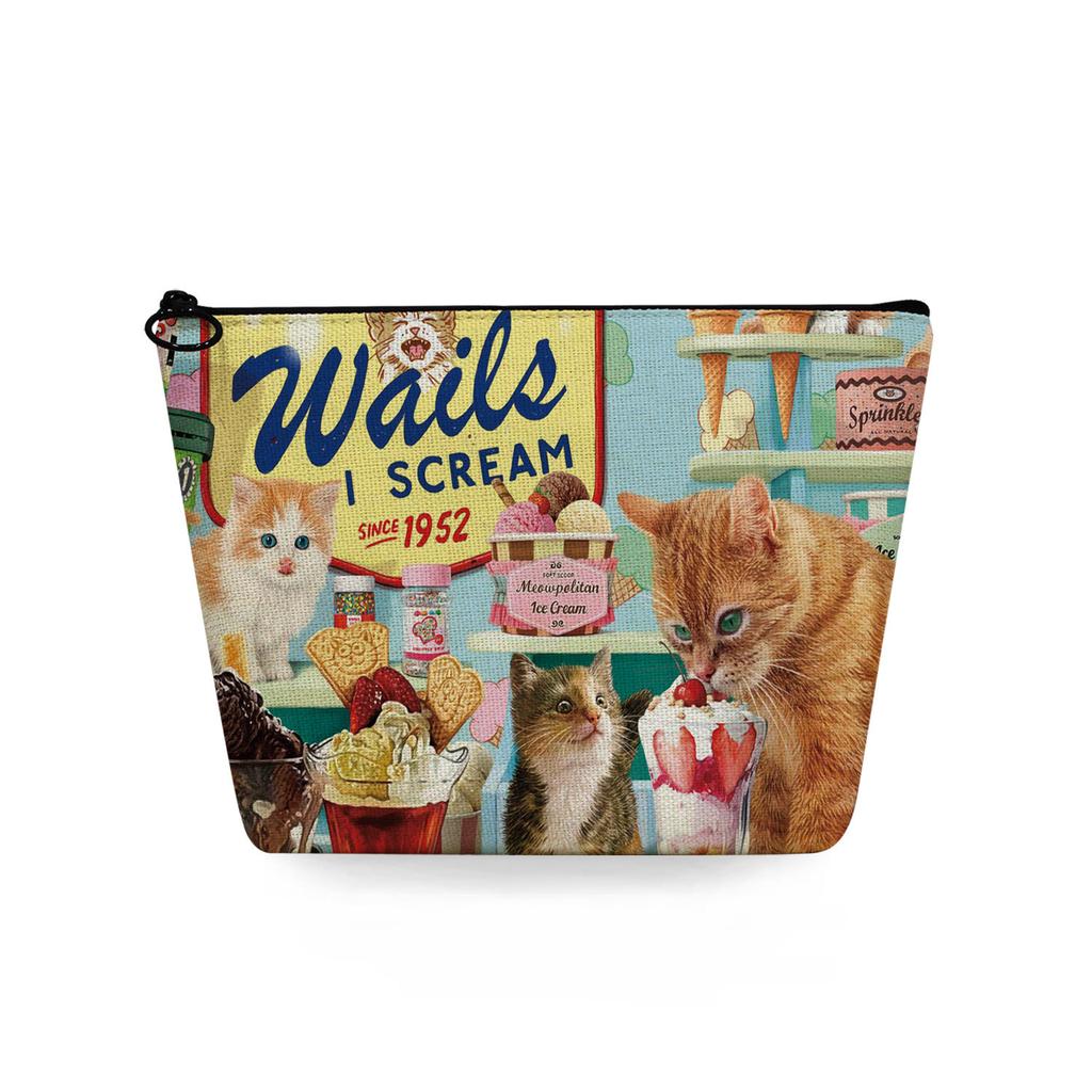 Женская косметичка с принтом кошки, органайзер для туалетных принадлежностей, дорожный чехол для хранения 6784