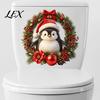 Self-adhesive Christmas Bathroom Decor Penguin Toilet Stickers, Self-Adhesive Lid Decals, Waterproof Xmas Decoration Ideas for Tank Tile Home Holiday