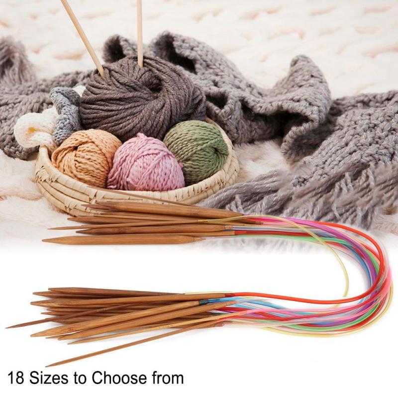 Multicolor Plastic Pipe Carbonized Double Annular Bamboo Sweater Needles for Knitting