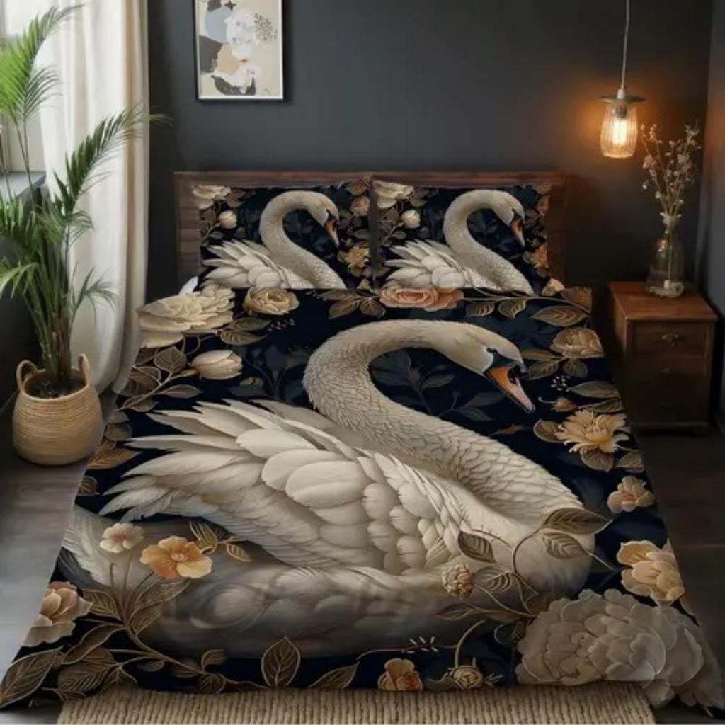 Цвет света Элегантный Белый Лебедь Пододеяльник Размер Квин Кинг Лебедь Жемчуг Комплект Постельного Белья Универсальный для Четырех Сезонов Украшение Комнаты Роскошь