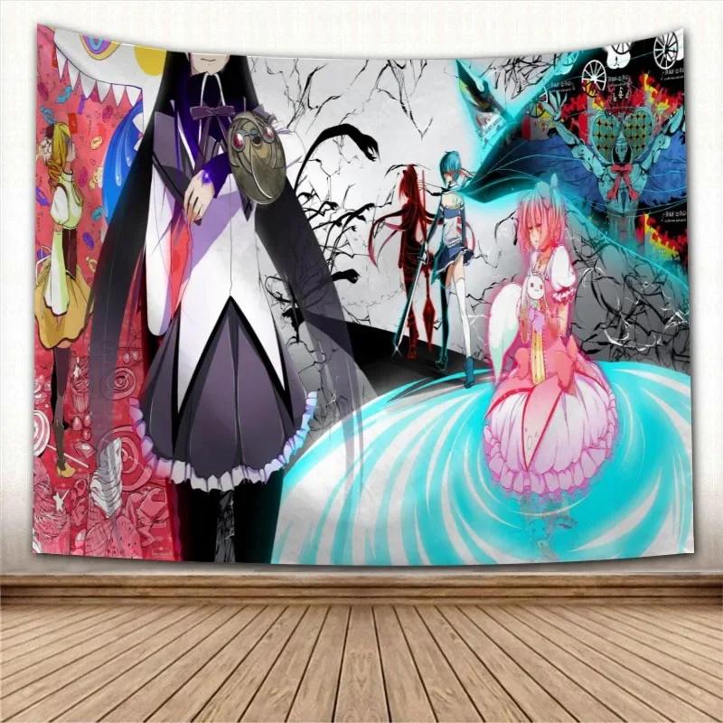 Puella Magi Madoka Magica Кавайное Аниме Гобелен Психоделический Декоративный Ковер Настенная Ткань Для Гостиной Спальни Аксессуары