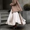 Женская летняя элегантная атласная однотонная юбка с высокой талией, повседневная трапециевидная юбка с оборками
