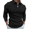 New Waffle Zip Long Sleeve Polo Shirt Men's T-shirt Top 8 Colours