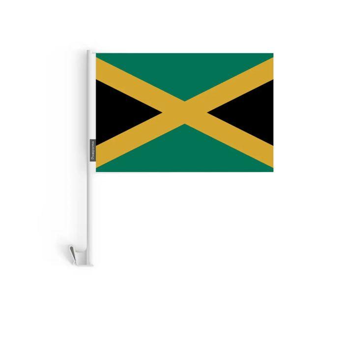 Drapeau Voiture Jamaïque – 14 x 21 cm – Tissu Polyester – Fixation sur Fenêtre – 20 pièces – Pixelforma