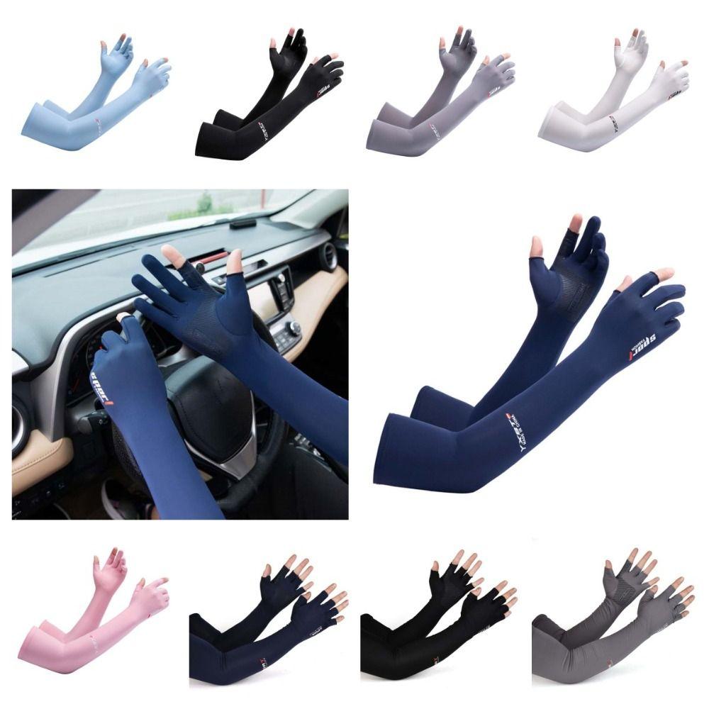 Sun Protection Summer Long Arm Covers Thin Anti-UV Arm Sleeves Half Finger Ice Sleeves  Sports