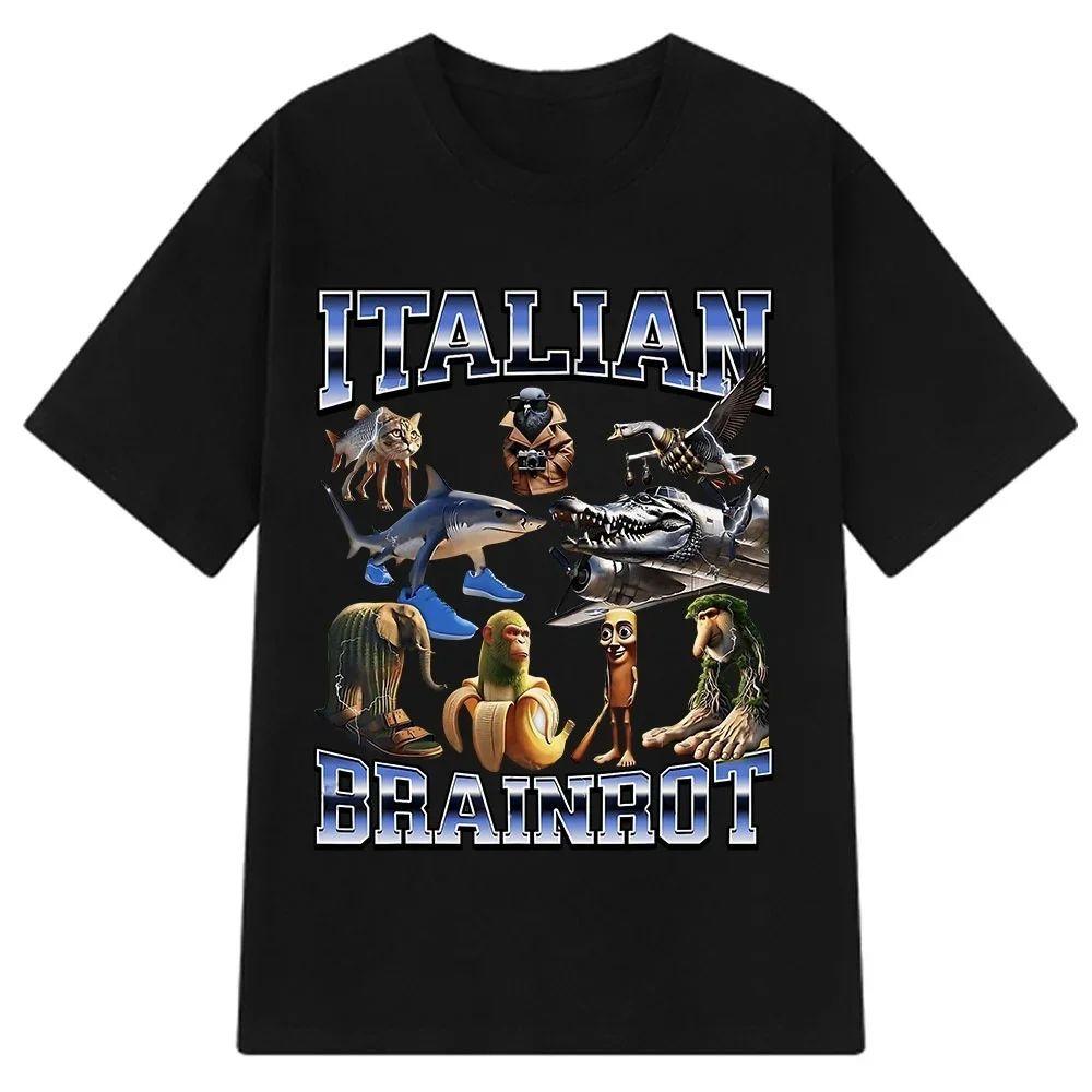 Bombardiro Crocodilo Italian Brainrot Meme T-Shirt Men's Women's Short Sleeve Cotton Tees Funny Graphic Y2k T-shirt Summer Tops