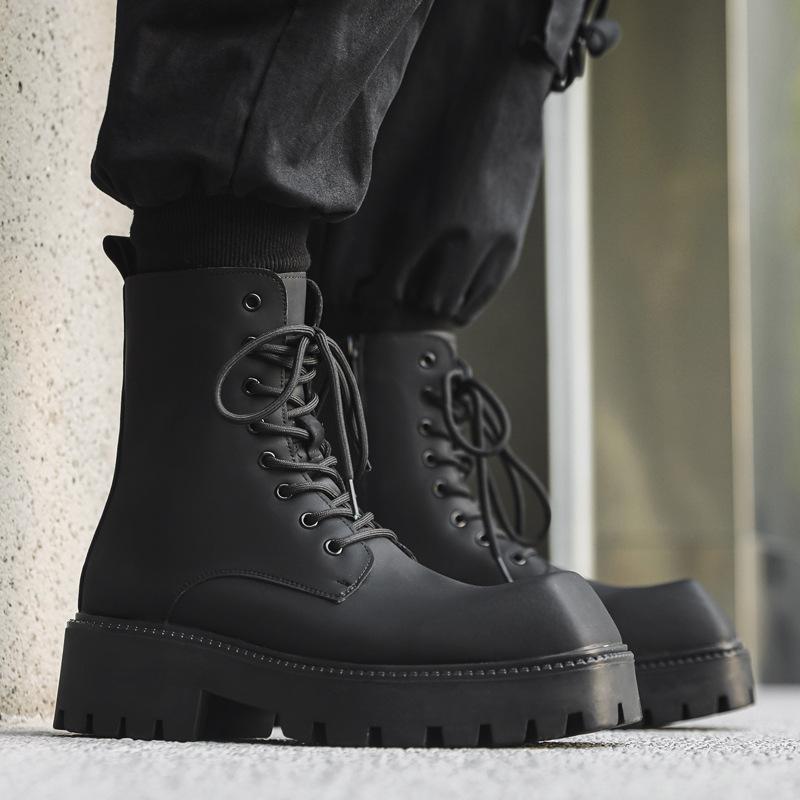 Ботинки Square Martin, высокие уличные ботинки с боковой молнией, высокие ботинки Chelsea, ботинки для велоспорта 1906-J