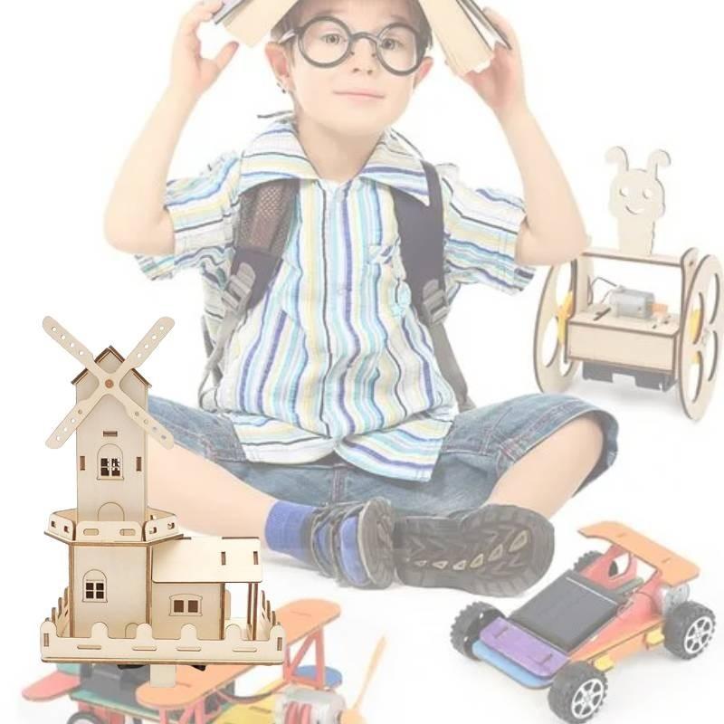 Детская деревянная самодельная голландская ветряная мельница, научная игрушка, электрический маяк, образовательная модель