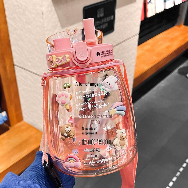 Пластиковый стакан для воды Big Belly с большой емкостью и трубочкой