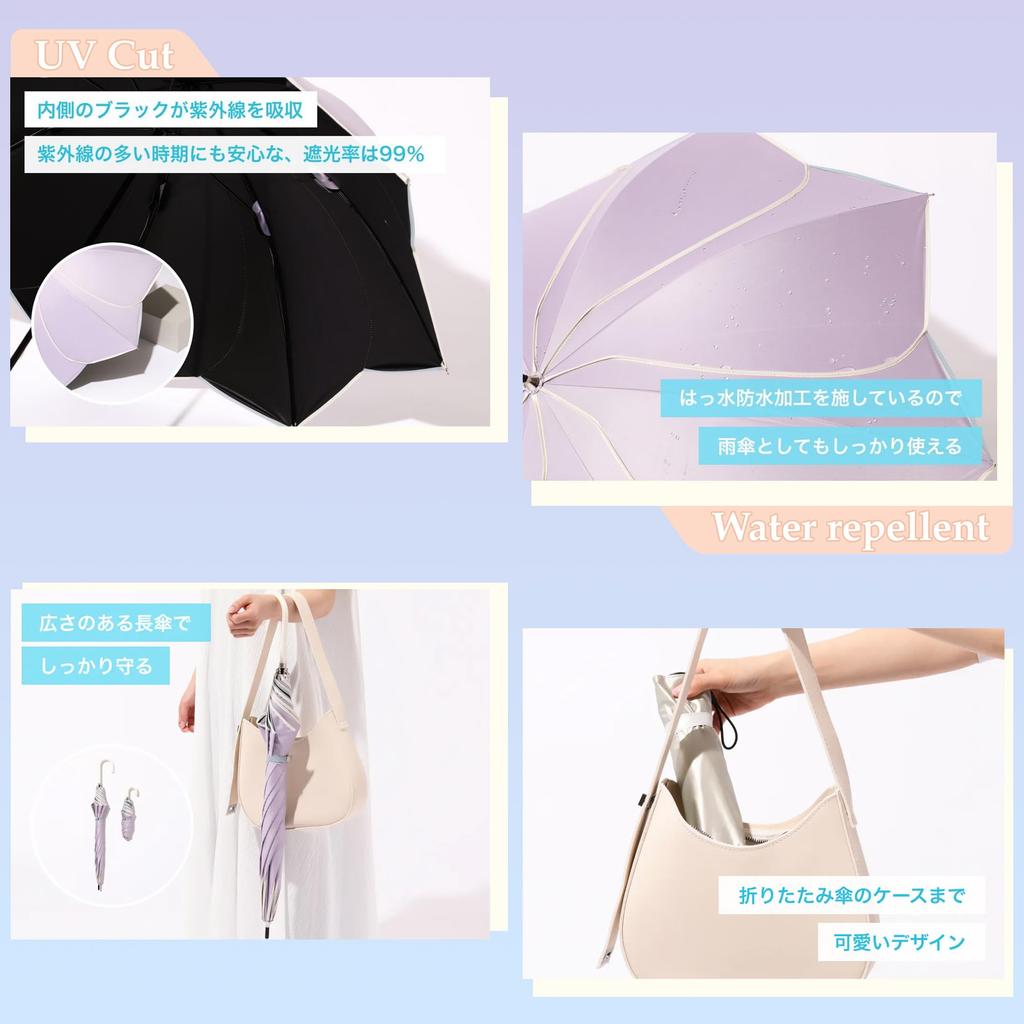 Francfranc Francfranc Двухцветный зонт-автомат 47см Фиолетовый подходит как для солнечной, так и для дождливой погоды (В течение нескольких дней)