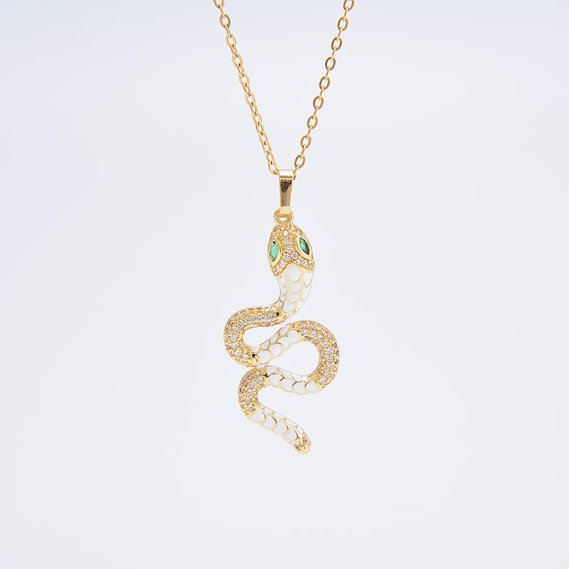 HECHENG,Enamel Snake Necklace,Gold Color Snake Pendant Necklace For Women Trend Aesthetic Zircon Wholesale
