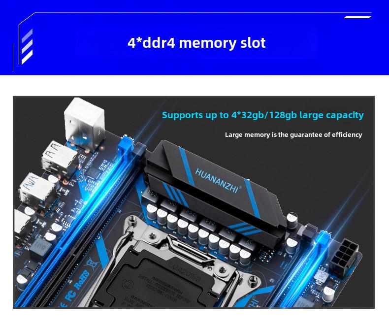 Материнская плата South China Gold X99-QD4 Gaming с четырехканальной памятью DDR4 для настольных ПК