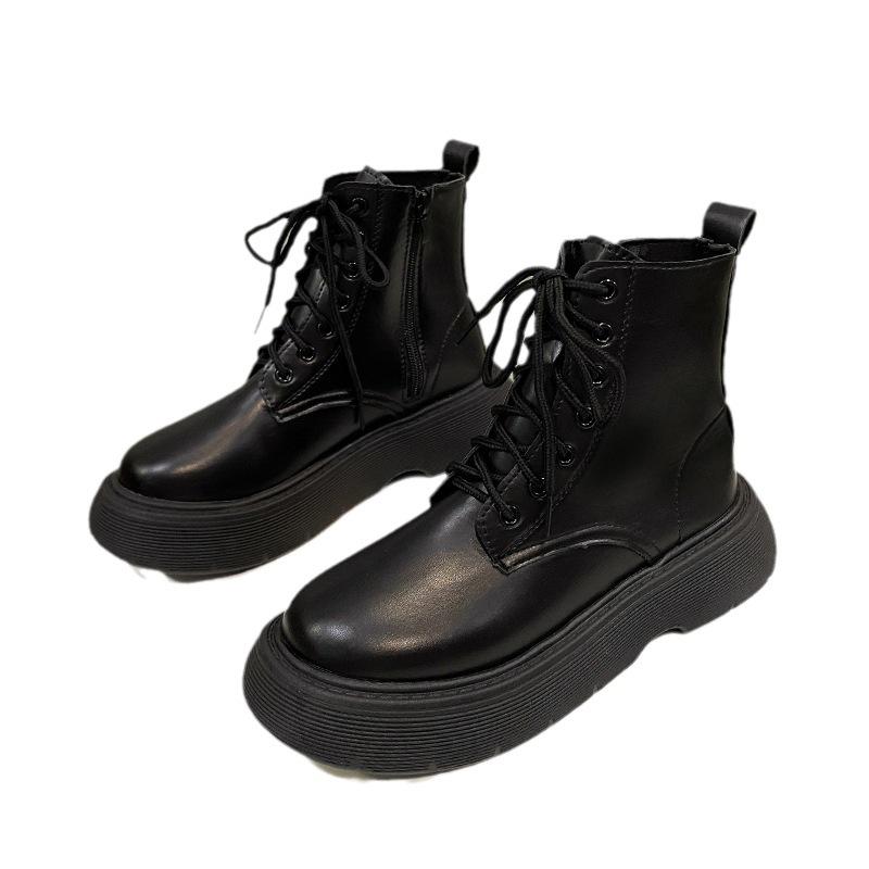 Round-headed Martin Boots Women's 2025 New Foreign-style British-style Short Boots Autumn Women's Shoes Small Thick-soled Women's Outer Wear