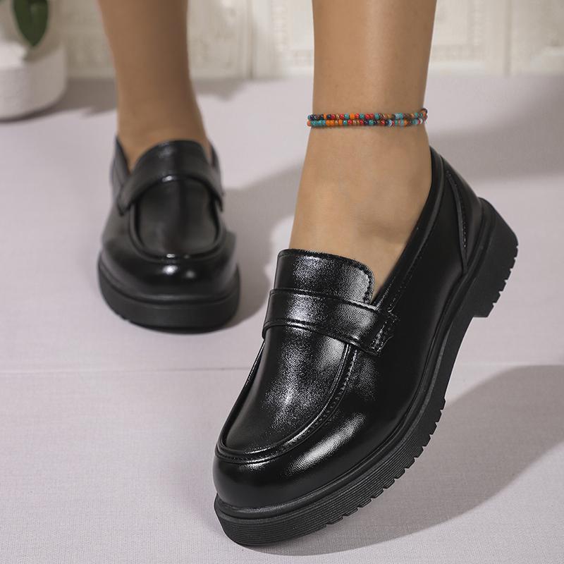 Comfortable Soft Sole Loafers Women Spring Slip On Pu Leather Flats Shoes Woman Plus Size Thick Soled Dress Shoes Female 42