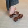 Holiday wind summer fashion outer wear open-toed sandals thick heel belt buckle stepping on shit feeling retro middle heel Roman sandals women