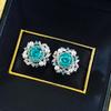One Carat Paraiba Blue Jacaranda Flower Pearl Stud Earrings Light Luxury