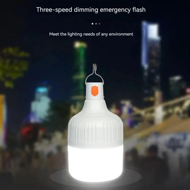 USB Rechargeable LED Lamp Bulb High Brightness Portable Lantern with Hook for Outdoor Emergency Camping Fishing Night Light