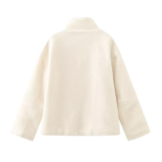 Women's Fleece Jacket Oversized Zip Up Stand Collar Fuzzy Sherpa Coat with Pockets Casual Winter Fall Outerwear