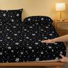 1 Simple Modern Stars Printed Matte Fitted Sheet, Bedroom Printed Bed Cover, Bedding (Excluding Pillowcases)
