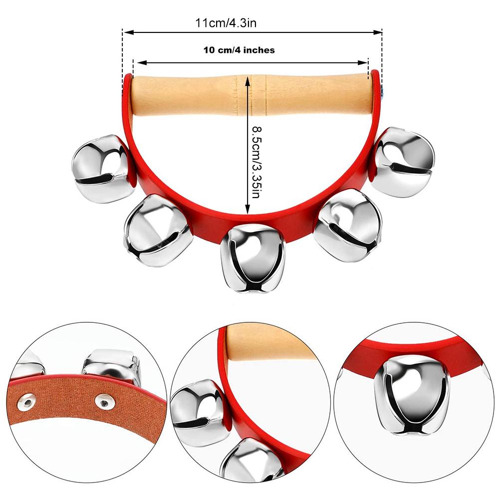 1 шт. Рождественские колокольчики Jingle Bells Jingle Shaking Sley Bell Handbell с деревянной ручкой для Рождества
