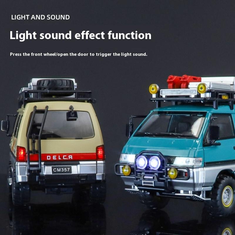 1:24 Mitsubishi Delica Off Road MPV Alloy Diecast Model Sound and Light Toy Home Trendy Display Ornament Kids Toys Gift for Boys