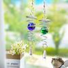 Gazing Ball Spiral Tail Kinetic Wind Spinner Stabilizer Glass Pointed Crystal Sun Catcher Garden Hanging Decor with Swivel Hook