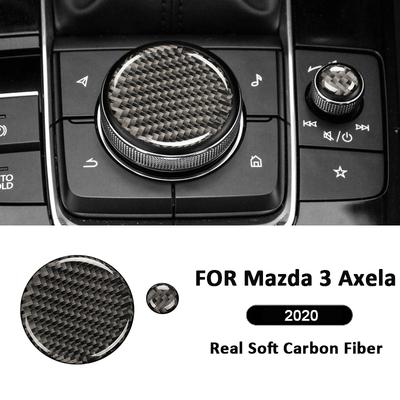 Для Mazda 3 Axela Карбоновое волокно 2 шт. Панель декоративной накладки на ручку мультимедийной системы автомобиля Наклейка для декора интерьера Автоаксессуары