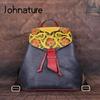 Luxury Women Bag Handmade Natural Cow Leather Backpack Retro Embossing Floral Lady Travel Backbags