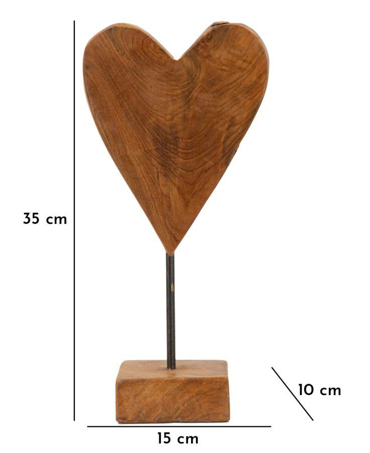 Heart Sculpture Teak Cm 15X10X35