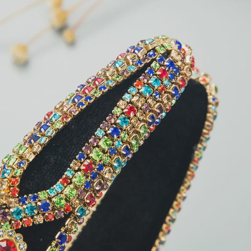 Heming Retro Velvet Headband with Diamond and Pearl Embellishments for Women