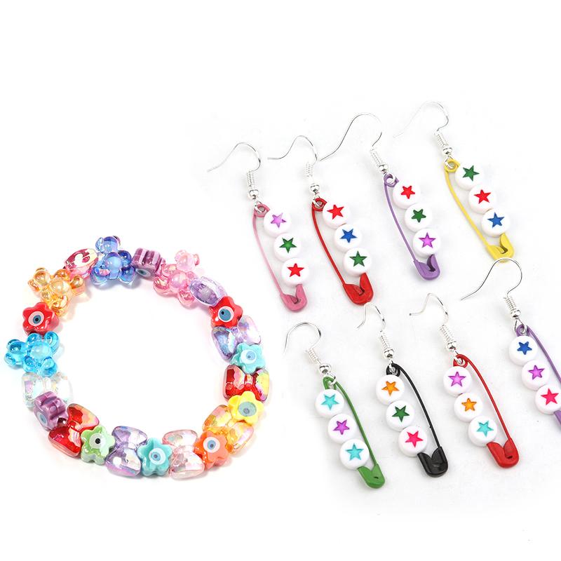 10Pcs/Lot 10mm Ceramic Beads Colorful Flower Shaped Evil Eye Large Hole Loose Beads For Bracelet Necklace Diy Jewelry Making