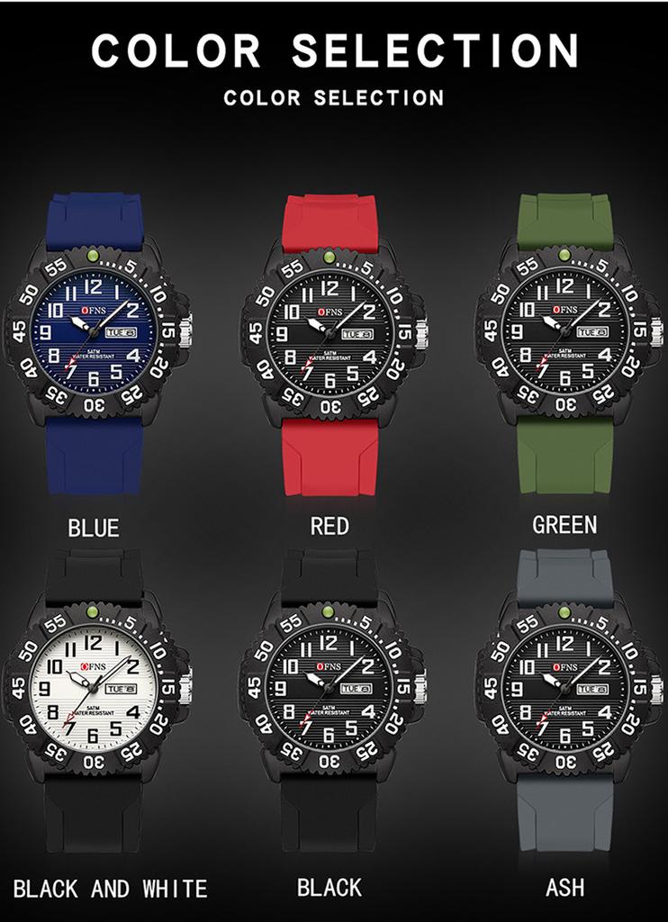 OFNS 1303 High-end Electronic Double Calendar Quartz Watch Fashion Trend Men's Watch Digital Waterproof Wristwatch