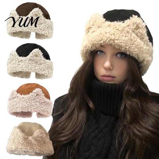 Ear Protection Hat Cat Sherpa Fleece for Women, Windproof Winter Thick Hat, Warm Fuzzy Skull Cap Outdoor Cycling