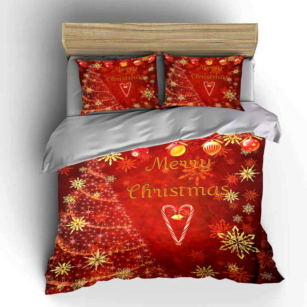 Merry Christmas Red Design Bedding Duvet Cover Set Duvet Cover Pillowcases (1*Duvet Cover 2*Pillowcases, without duvet insert)