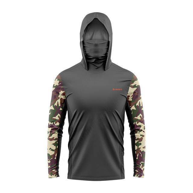 SIMMS Рыболовный костюм Для нахлыстовой ловли Худи для ловли на блесну Уличная одежда из ледяного шелка с защитой от солнца, с маской, быстросохнущая, дышащая, тонкая