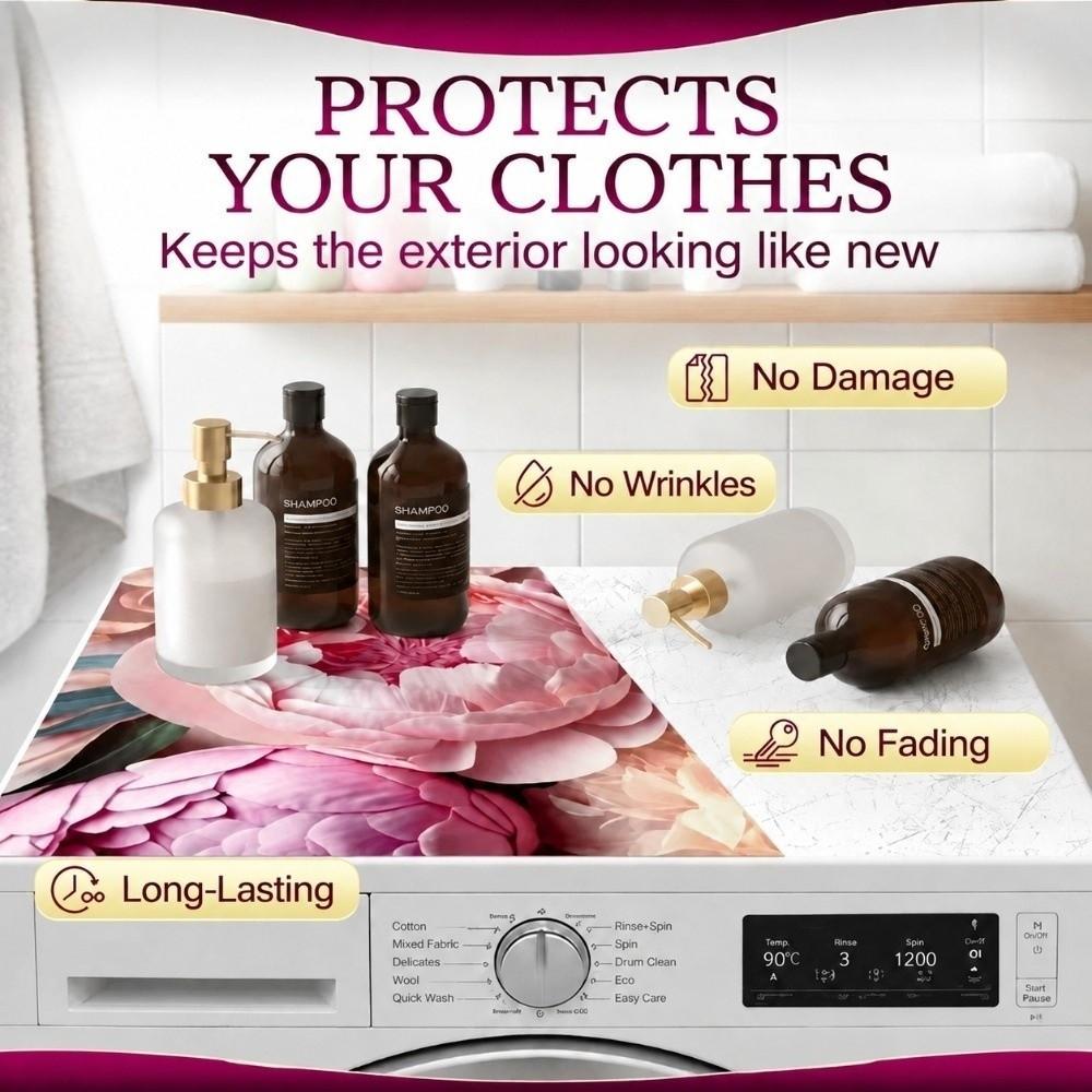 Non Slip Washer Dryer Dust Cover Mat Floral Pattern Bathroom Carpet Laundry Room