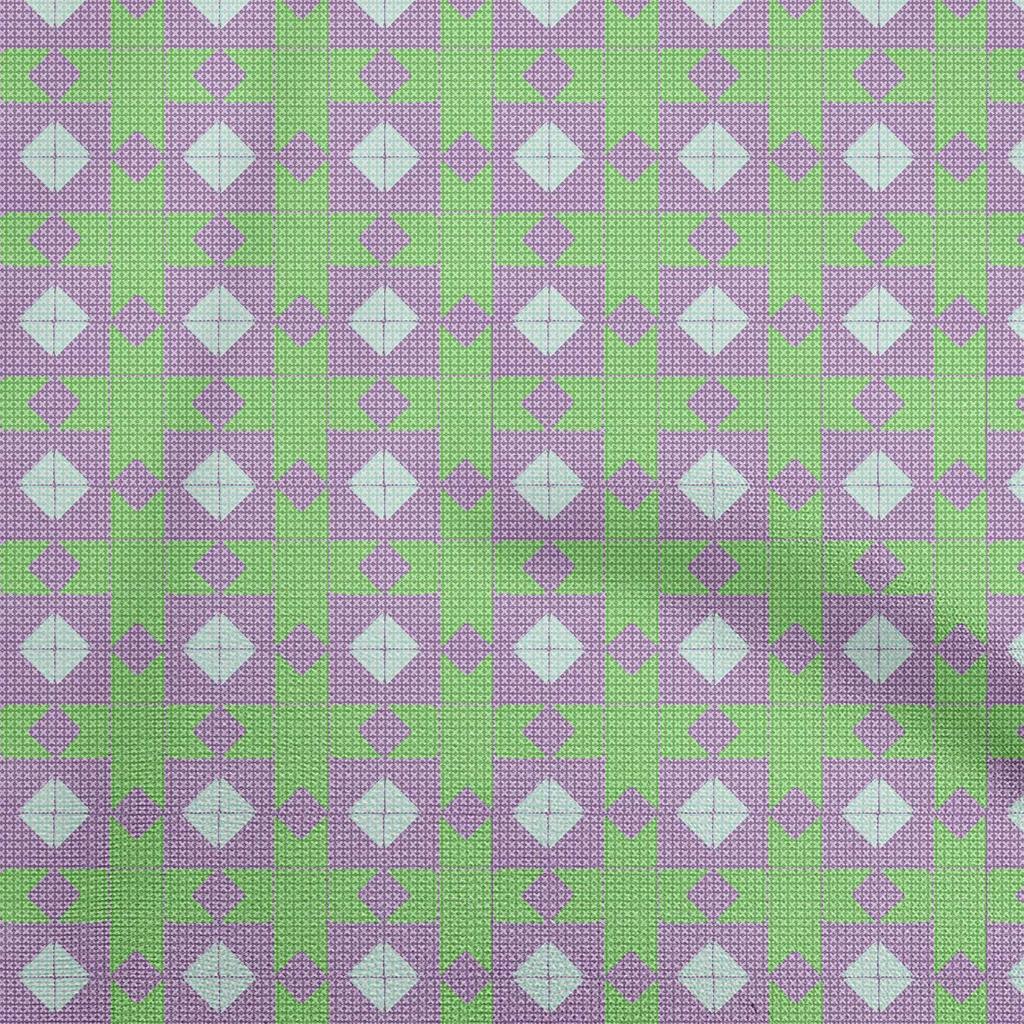 oneOone Ткань Cotton Flex Light Green с геометрическим узором и ромбами, вышитая крестиком, напечатанная ткань по ярдам 40 дюймов