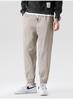 High twist wrinkle resistant cotton toe binding men's sports pants, loose tapered casual pants