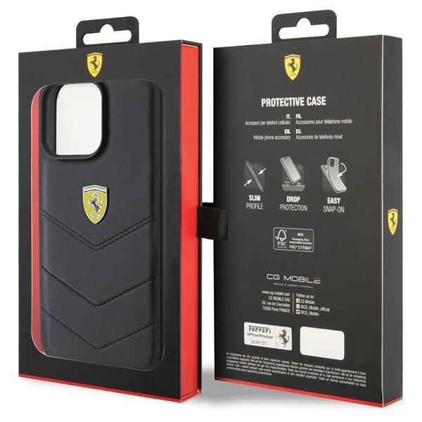 Ferrari Fehcp15Xrduk iPhone 15 Pro Max 6.7 Черный/Black Жесткий чехол Стеганый Металлический логотип