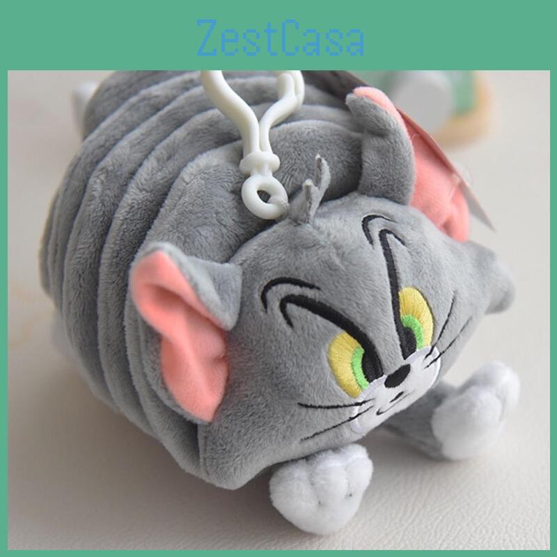 Плюшевая игрушка Hugkis Том Кот, фигурка с вибрирующей пружиной, милый мультяшный кулон-кукла для подвешивания, высота 13 см, авторизованное издание