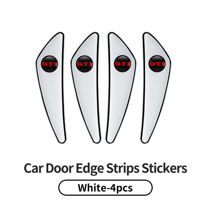 WET1 4Pcs PVC Soft Rubber Blade Shaped Auto Car Door Corner Anti-collision Sticker For Volkswagen VW Golf 4 7 GTI Tiguan Passat B5 B6