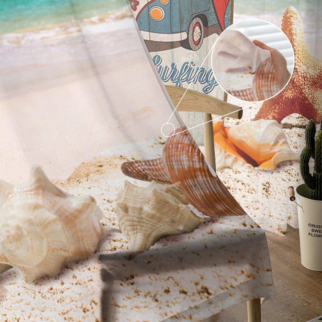 Занавески из тюля, органзы, вуали для гостиной с рисунком морской звезды, ракушки, для украшения окна, кухонные занавески