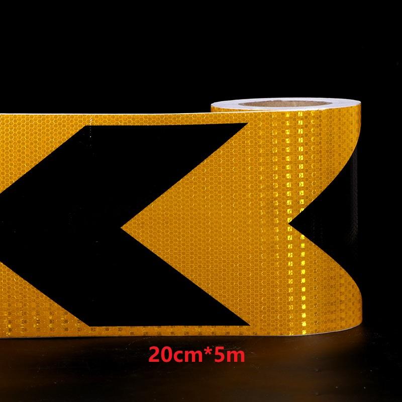5cm/10cm/20cm*5M Arrow Reflective Hazard Safety Tapes Yellow-Black Warning Caution Reflectors Strips Adhesive Stickers For Trail